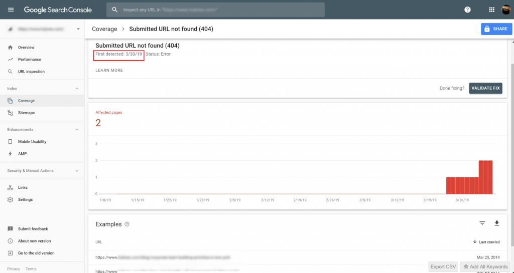 how to find 404 errors in Google Search Console