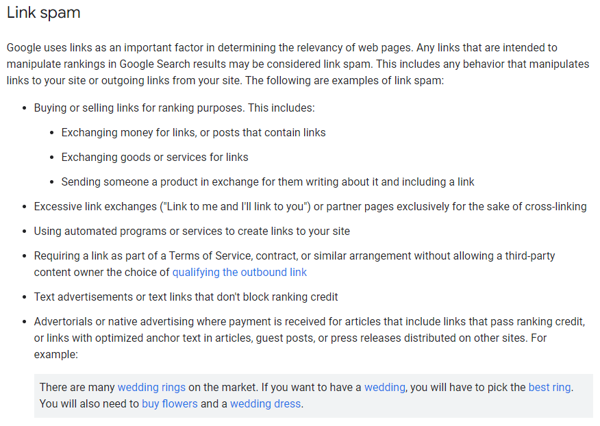 google on link spam